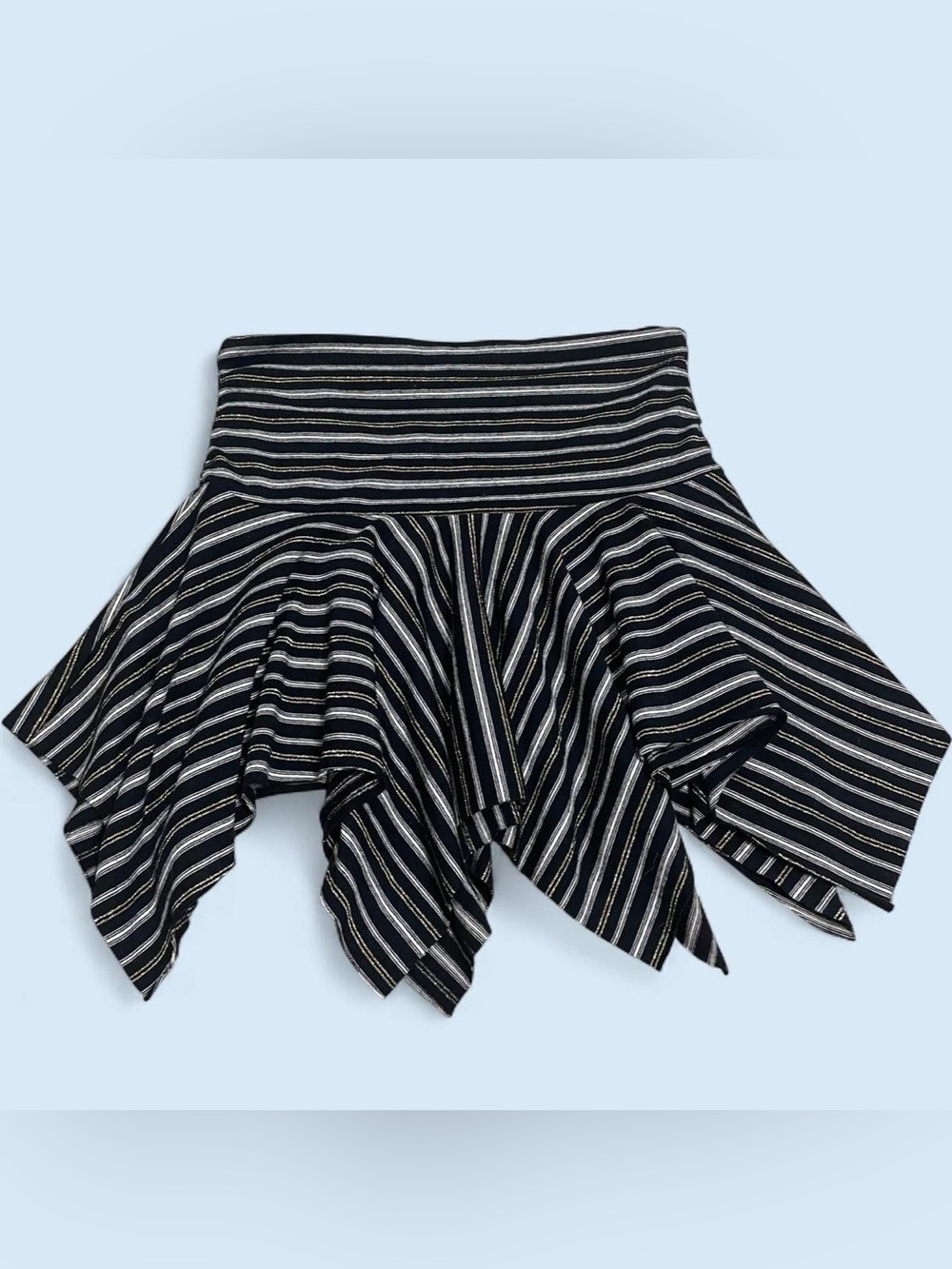 Y2K Vintage Forever 21 Black & White Striped Asymmetrical Handkerchief Skirt